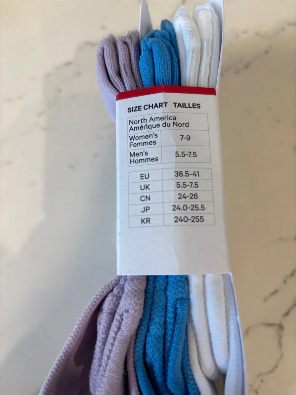 lululemon 3-pack Power Stride Crew Socks in Lilac, Ocean Wave & White Medium NWT